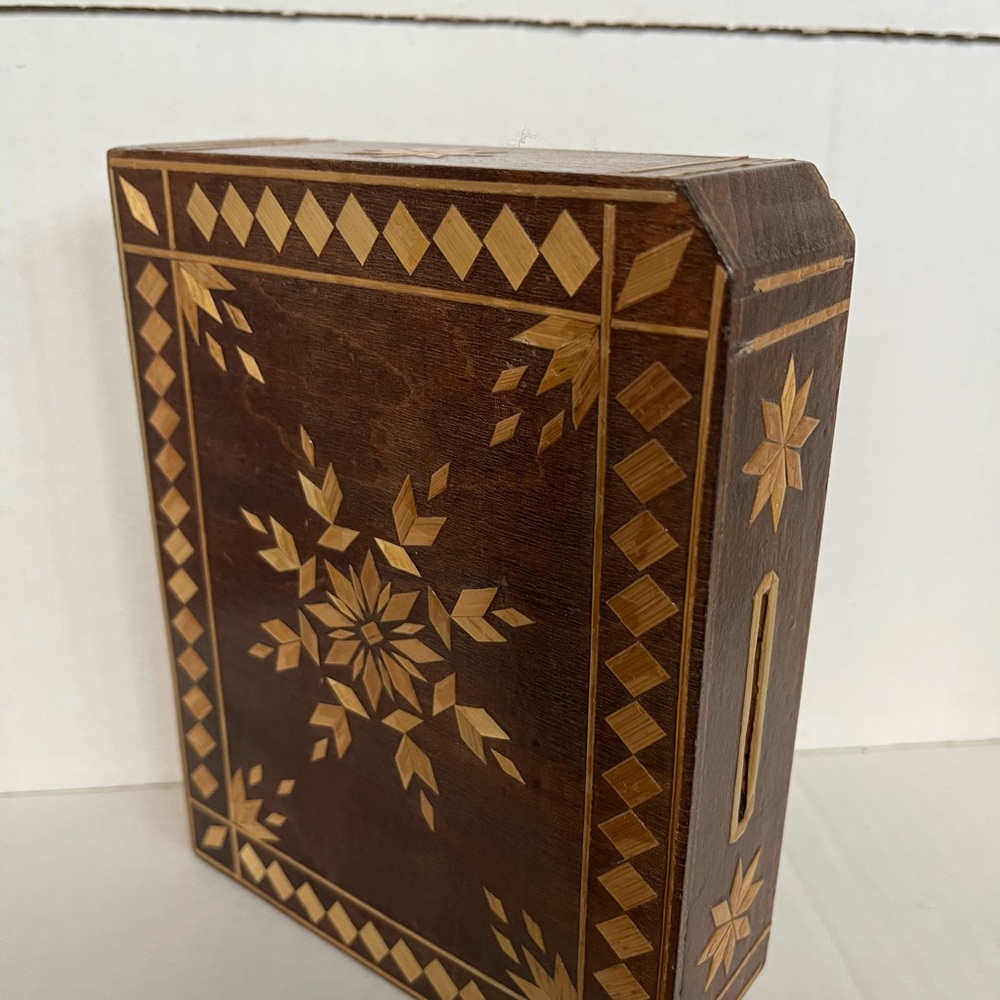 Vintage Soviet Ukrainian Folk Art Hand Carved Wooden Box 1970s USSR